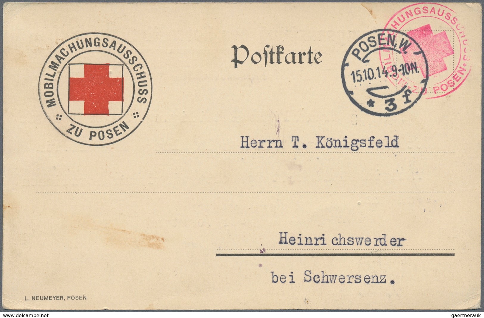Thematik: Rotes Kreuz / Red Cross: 1914, Polen, Rote-Kreuz-Vordruckkarte "Mobilmachungs-Ausschuß Des - Croix-Rouge