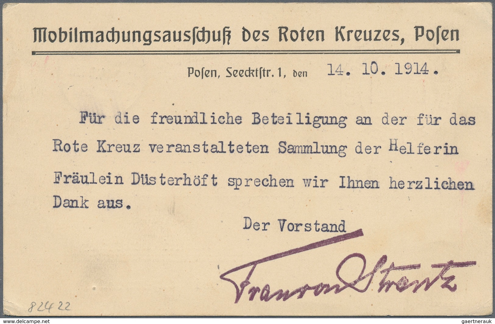 Thematik: Rotes Kreuz / Red Cross: 1914, Polen, Rote-Kreuz-Vordruckkarte "Mobilmachungs-Ausschuß Des - Croix-Rouge