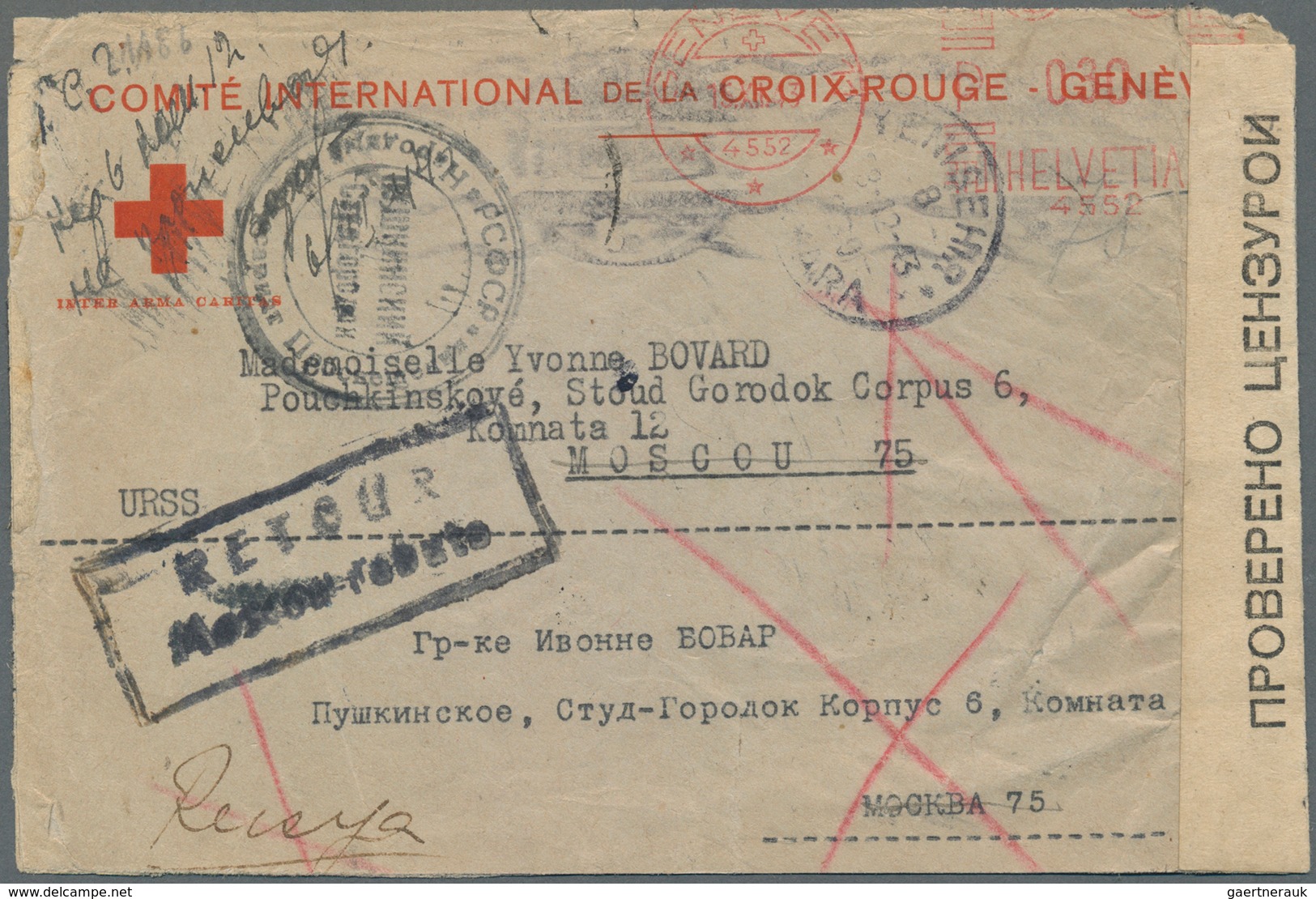 Thematik: Rotes Kreuz / Red Cross: 1943, Official Envelope Of The "COMTE INTERNATIONAL DE LA CROIX R - Rotes Kreuz