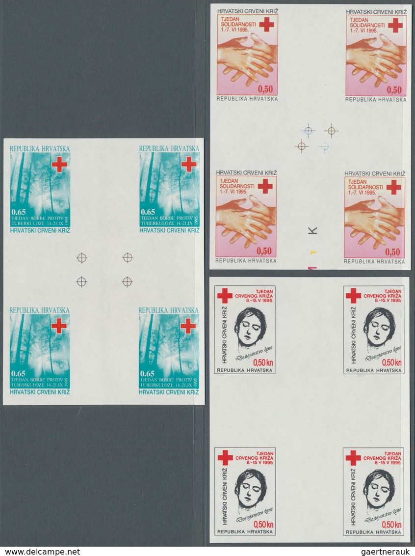 Thematik: Rotes Kreuz / Red Cross: 1995 Kroatien 3 Verschiedene Rote Kreuz-Zwangszuschlagmarken, Je - Croix-Rouge