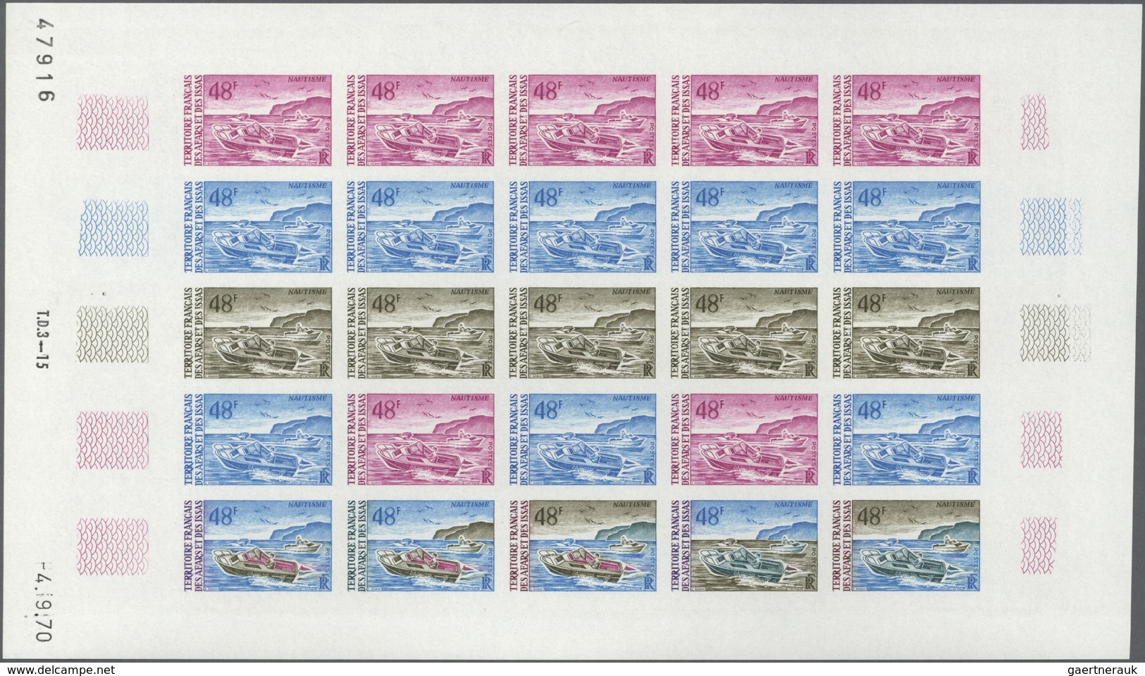 Thematik: Schiffe / Ships: 1970, Afars And Issas. Lot Of 3 Different Color Proof Sheets For The 48fr - Bateaux