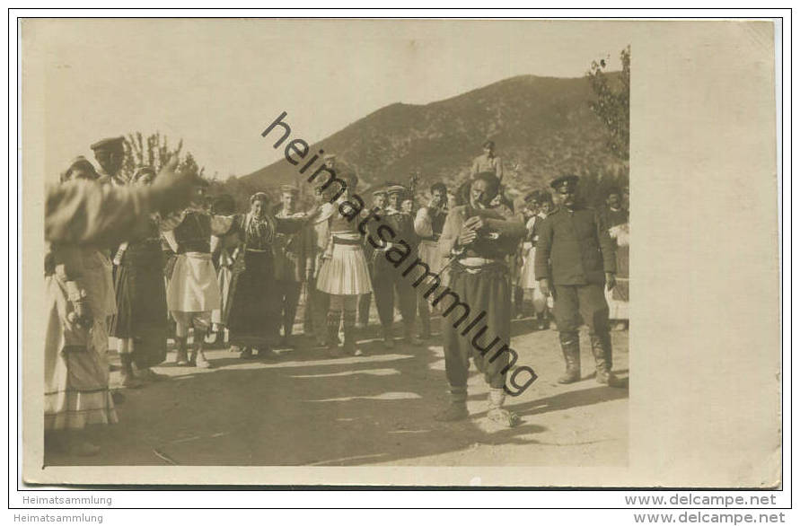 Mazedonien - Volkstypen - Dudelsackpfeifer - Tänzer - Foto-AK Ca. 1915 - Macédoine Du Nord