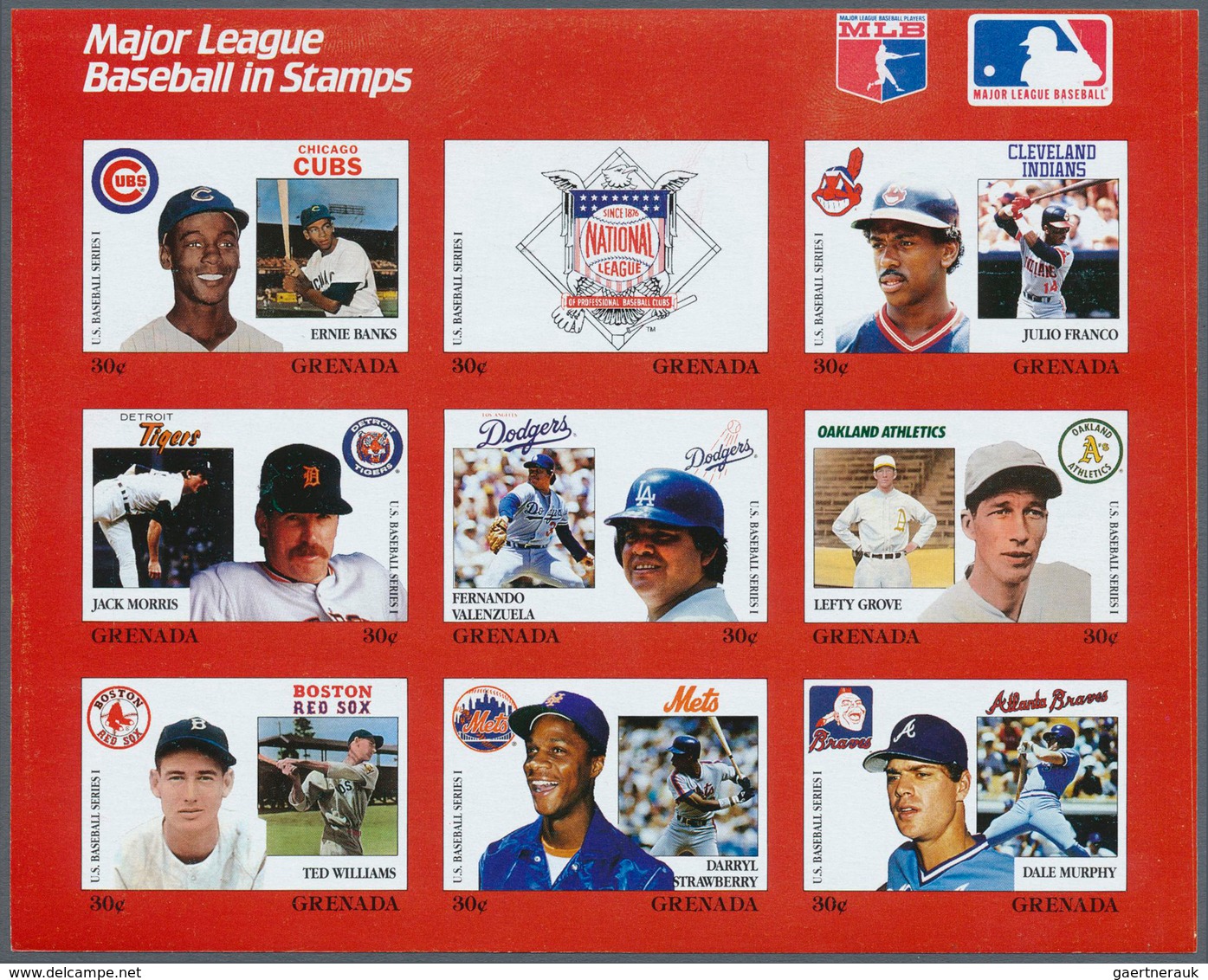 Thematik: Sport-Baseball / Sport-baseball: 1988, GRENADA: Baseball Players Of American Profi League - Base-Ball