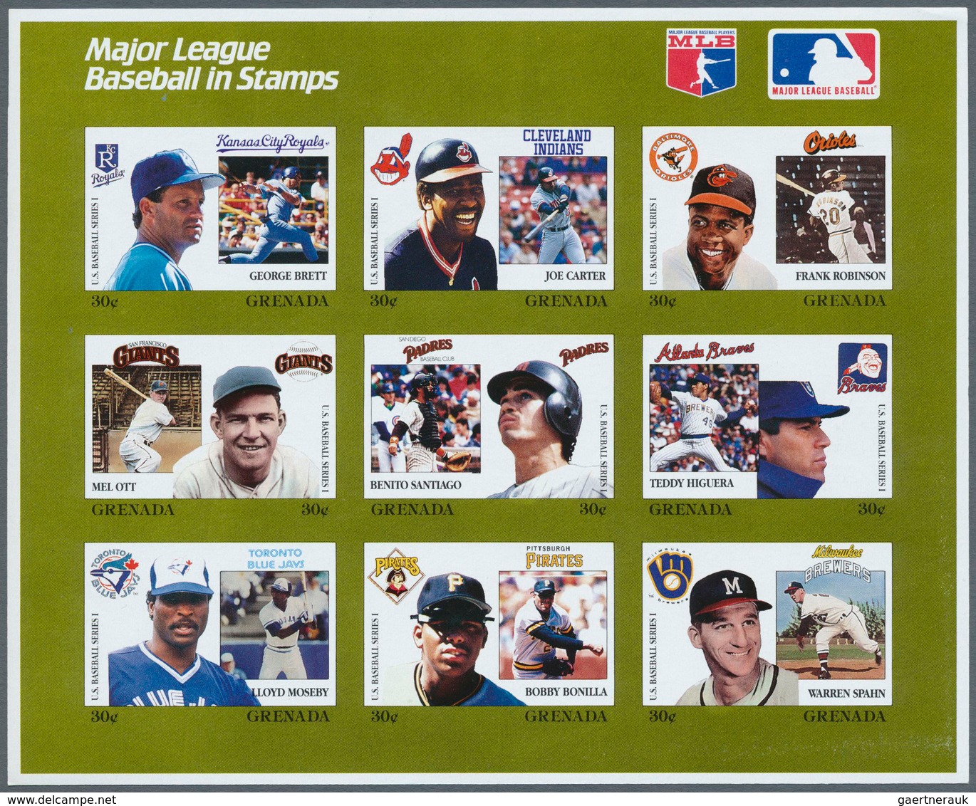 Thematik: Sport-Baseball / Sport-baseball: 1988, GRENADA: Baseball Players Of American Profi League - Base-Ball