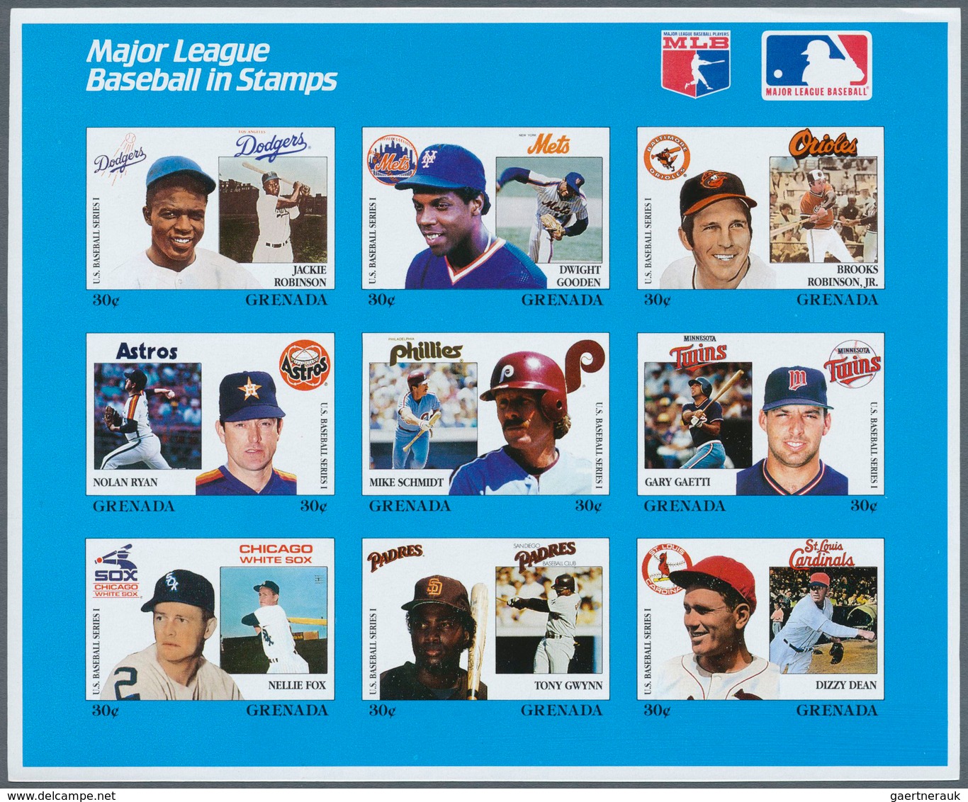 Thematik: Sport-Baseball / sport-baseball: 1988, GRENADA: Baseball Players of american Profi League