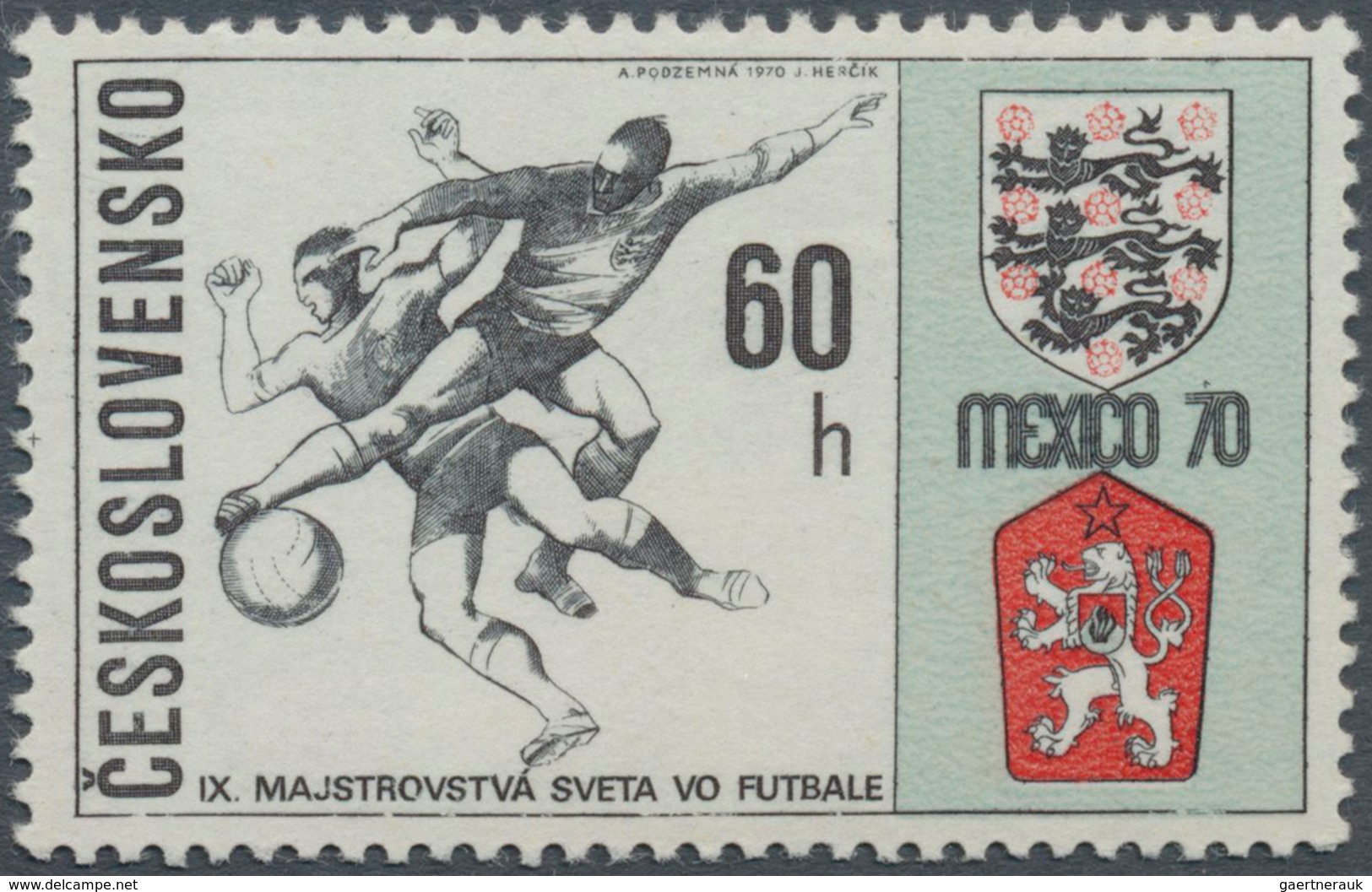 Thematik: Sport-Fußball / Sport-soccer, Football: 1958/1970, Lot Containing 1 CSR Stamp "60h Soccer - Sonstige & Ohne Zuordnung