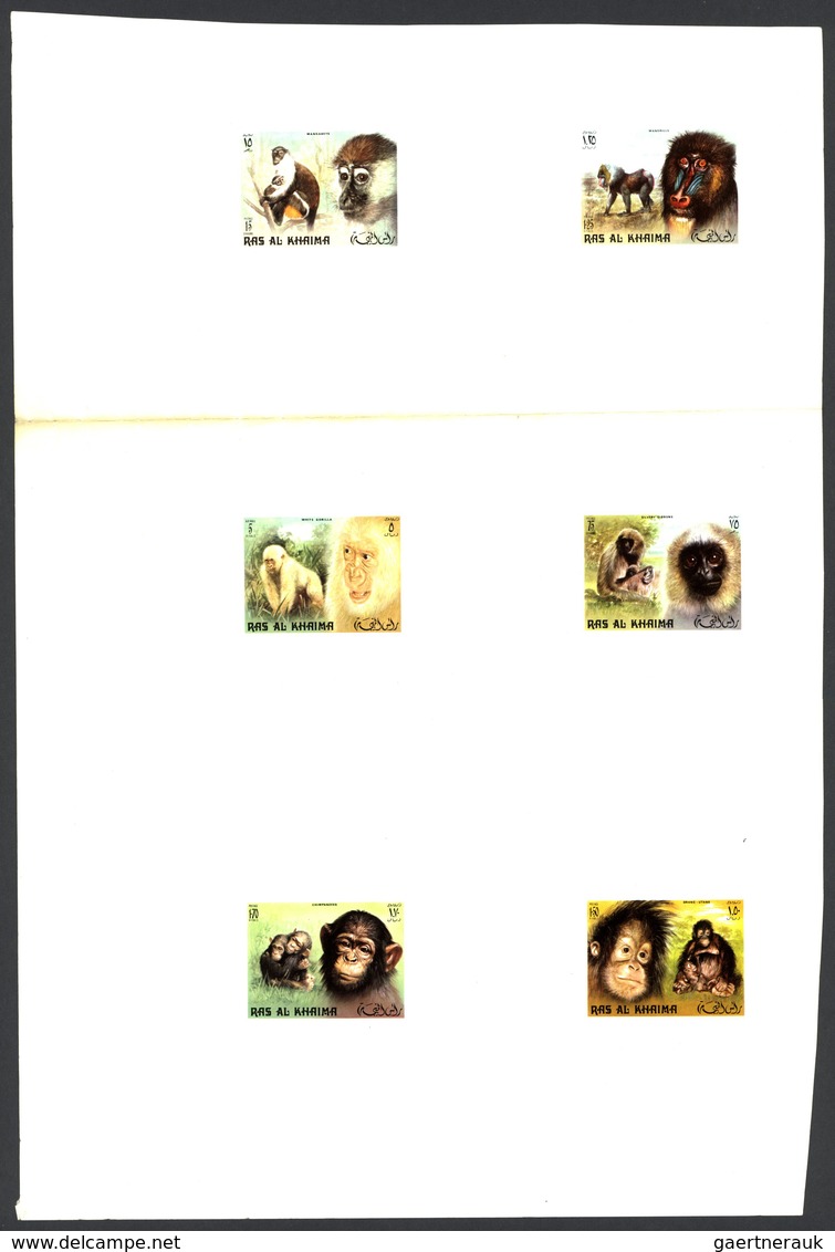 Thematik: Tiere- Exotische Tiere / Animals-exotic Animals: 1972, Ras Al Khaima, Monkeys, Combined Pr - Autres & Non Classés