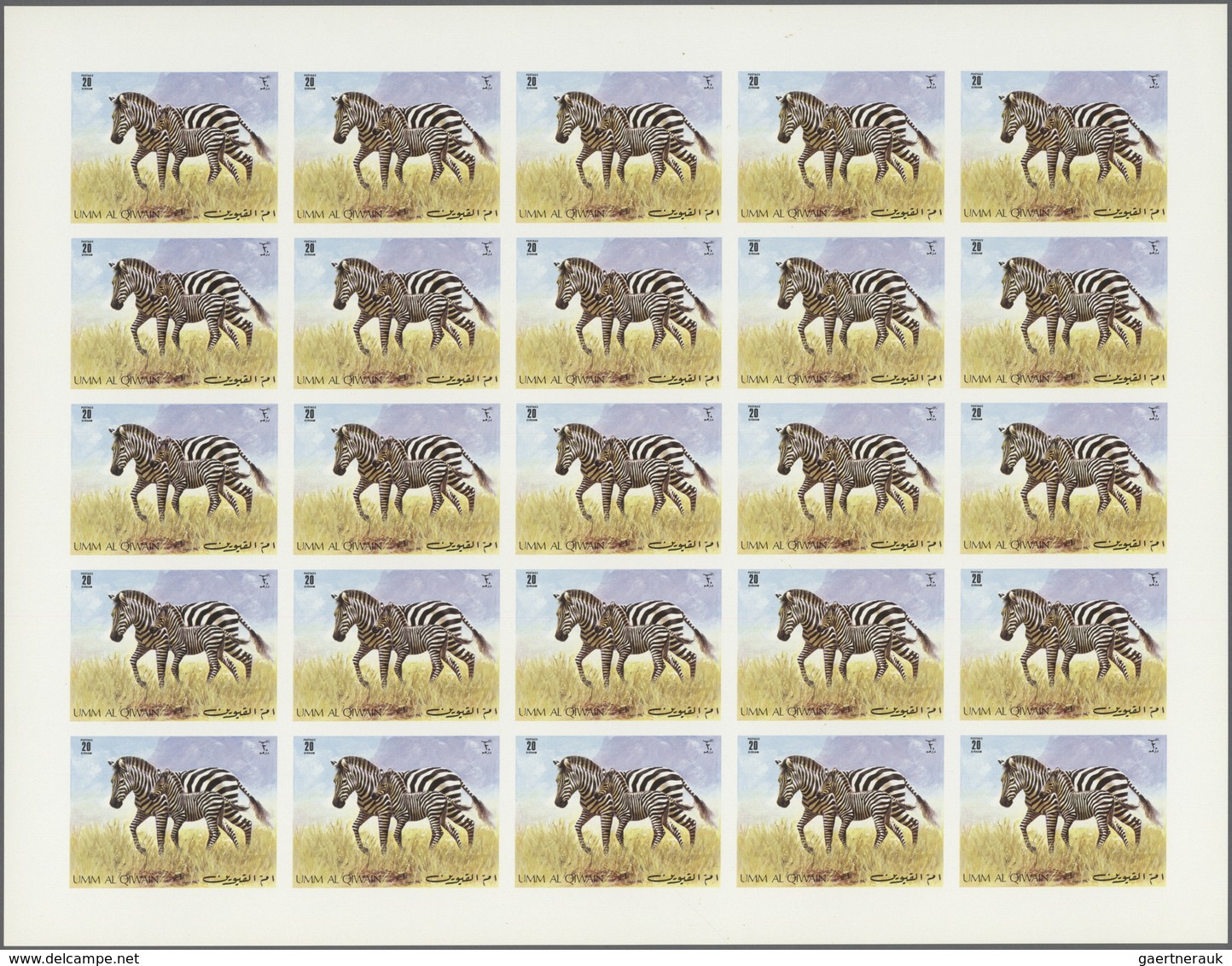 Thematik: Tiere, Fauna / animals, fauna: 1971, Umm al Qaiwain, Wild Animals, 10dh. to 5r., complete