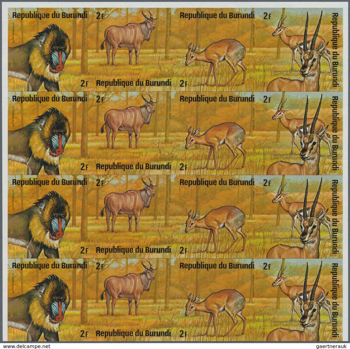 Thematik: Tiere, Fauna / Animals, Fauna: 1975, BURUNDI: African Animals (rhinoceros, Snake, Gazelle, - Autres & Non Classés