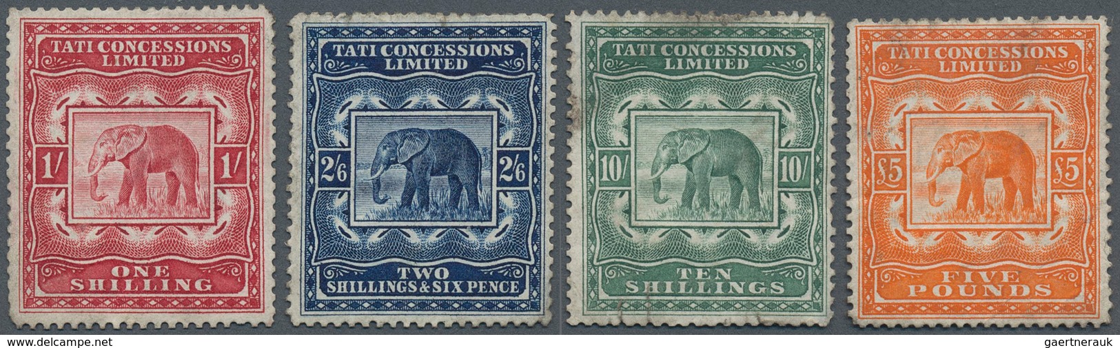 Thematik: Tiere-Elefanten / Animals Elephants: 1896, Bechuanaland, 4 Used Revenue Stamps Issued By T - Eléphants