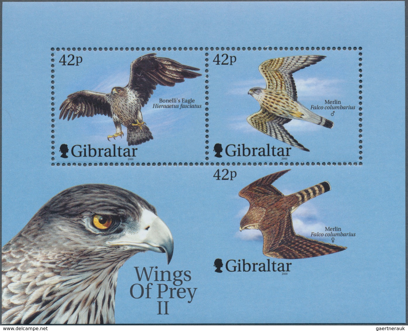 Thematik: Tiere-Greifvögel / Animals-birds Of Prey: 2000, Gibraltar, Birds Of Prey, Souvenir Sheet, - Aigles & Rapaces Diurnes