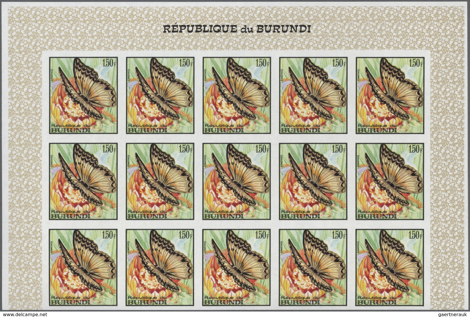 Thematik: Tiere-Schmetterlinge / animals-butterflies: 1968, BURUNDI: Butterflies complete set of 16