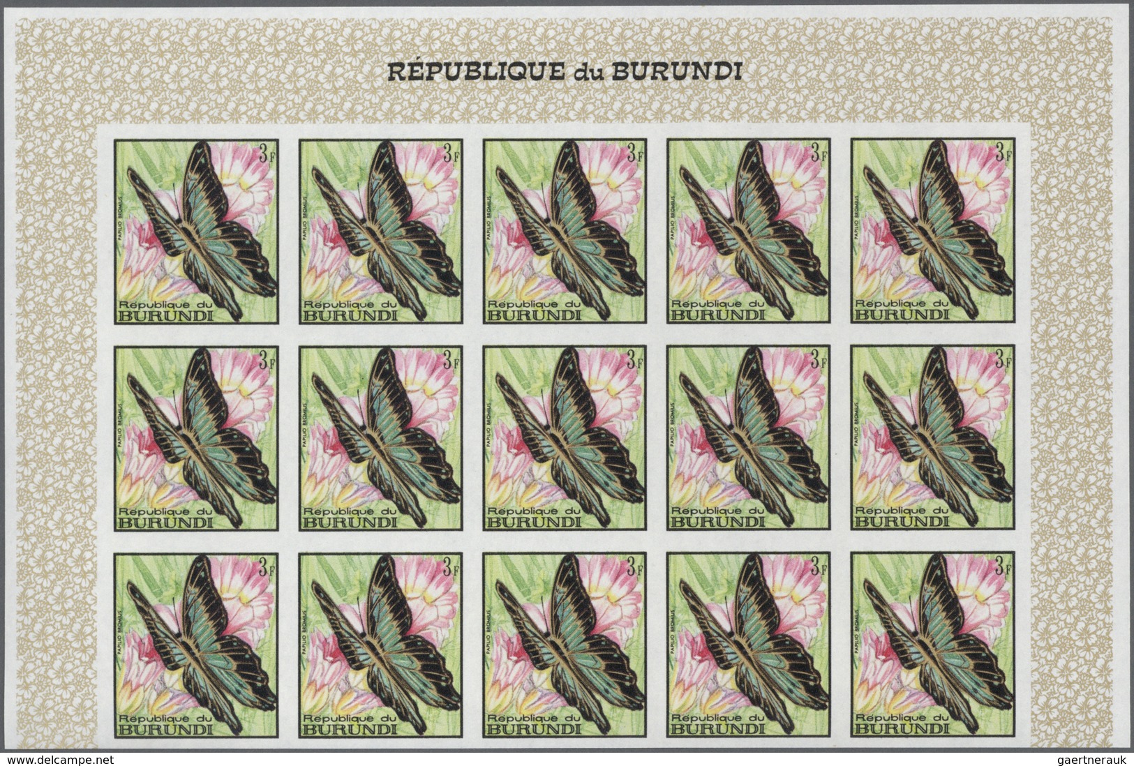 Thematik: Tiere-Schmetterlinge / animals-butterflies: 1968, BURUNDI: Butterflies complete set of 16