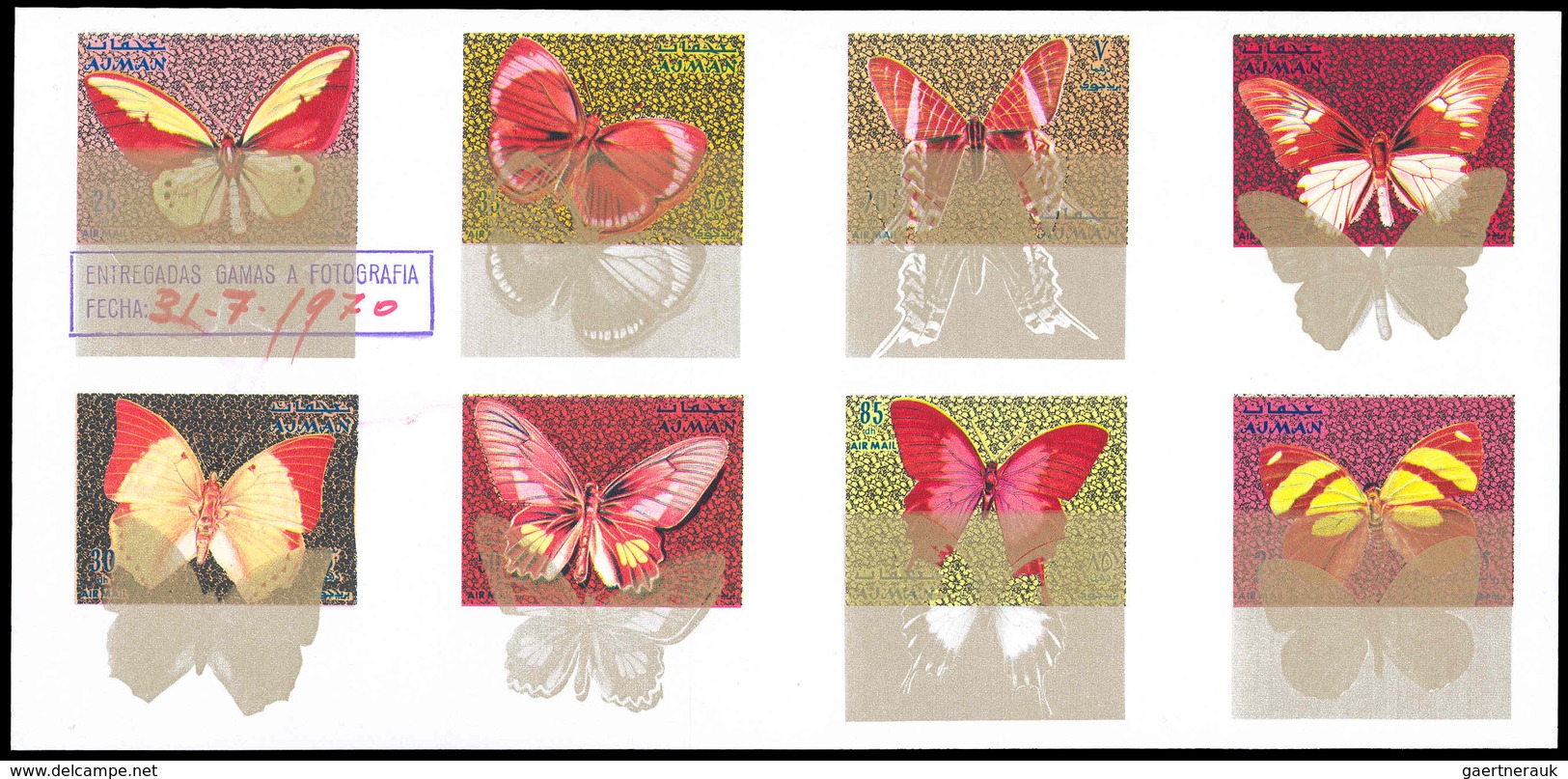 Thematik: Tiere-Schmetterlinge / Animals-butterflies: 1971, Adschman/Ajman: BUTTERFLIES - 9 Items; C - Papillons