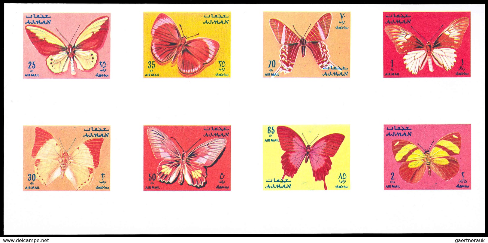 Thematik: Tiere-Schmetterlinge / Animals-butterflies: 1971, Adschman/Ajman: BUTTERFLIES - 9 Items; C - Butterflies