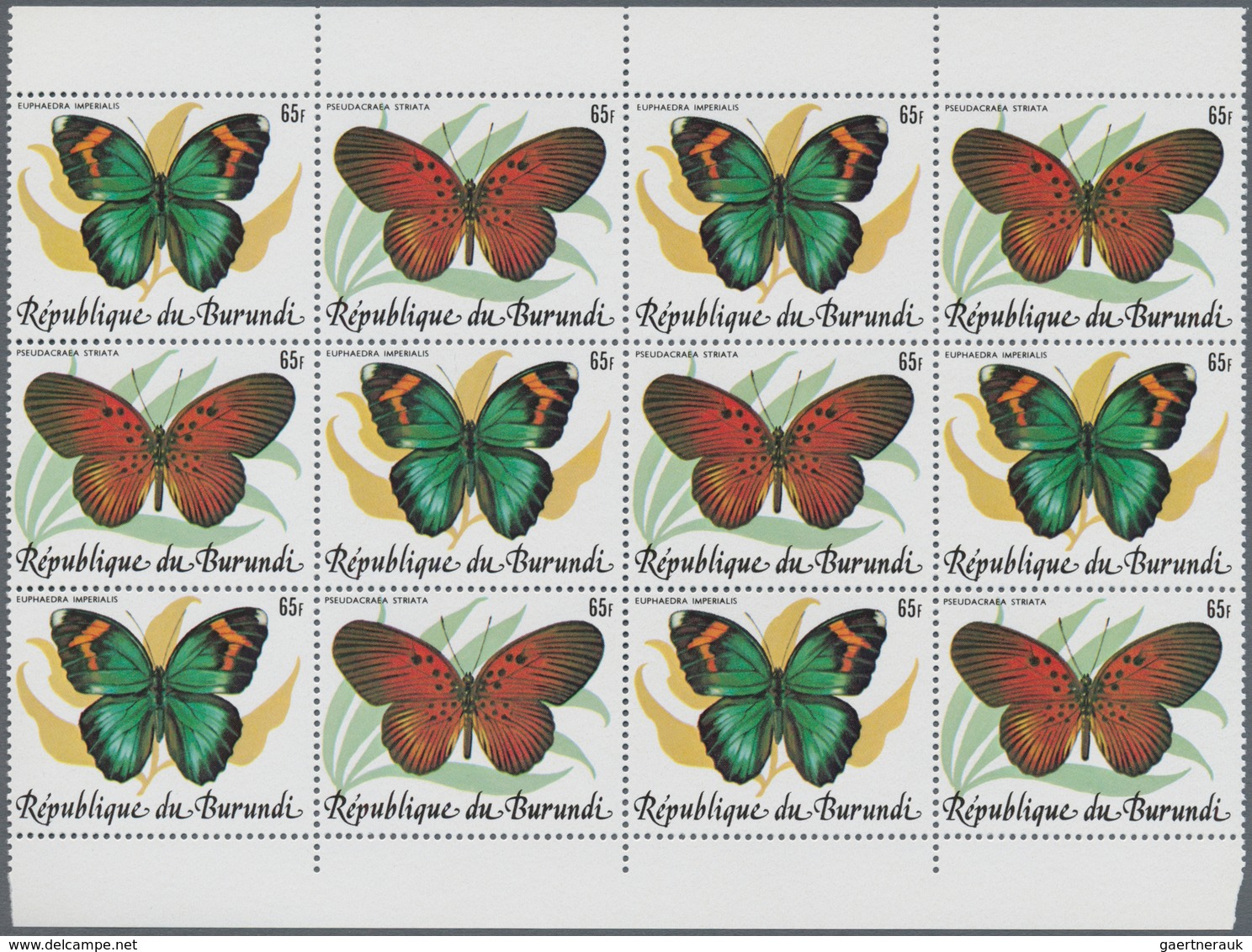 Thematik: Tiere-Schmetterlinge / Animals-butterflies: 1984, BURUNDI: Butterflies Complete Set Of 10 - Papillons