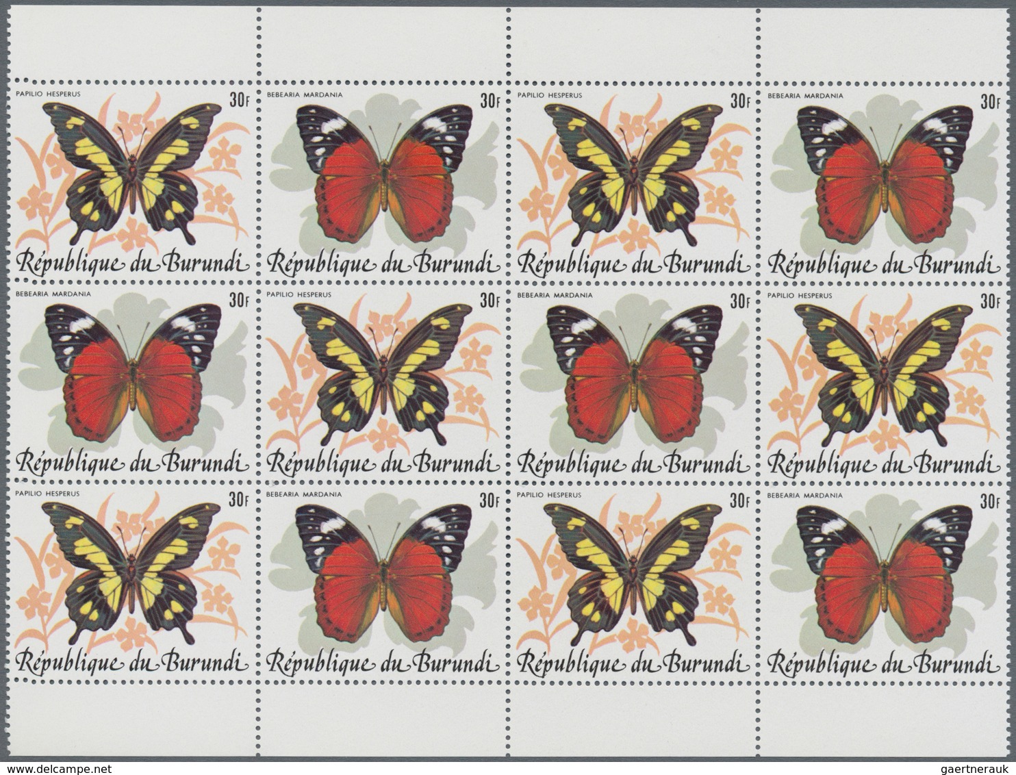 Thematik: Tiere-Schmetterlinge / Animals-butterflies: 1984, BURUNDI: Butterflies Complete Set Of 10 - Papillons