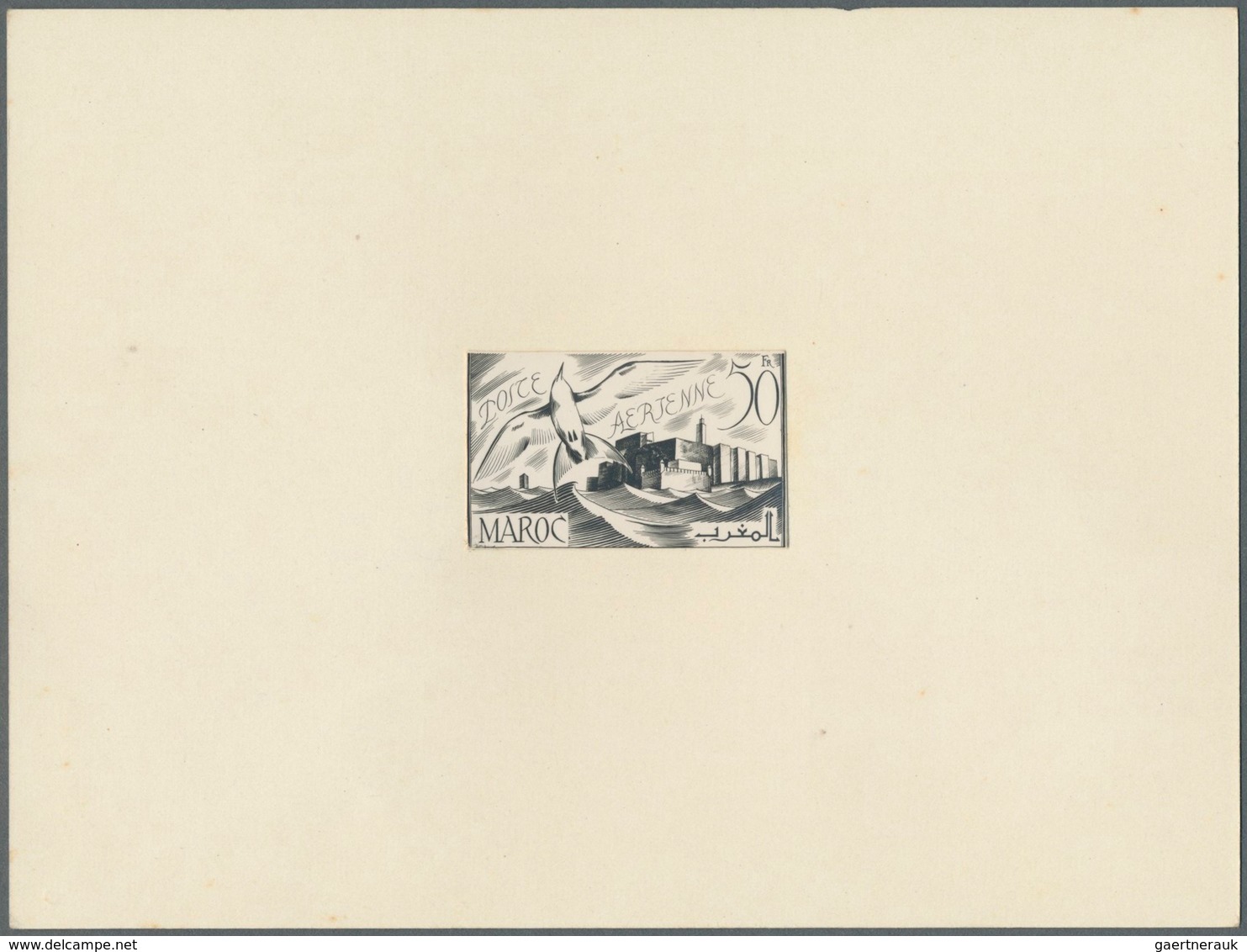 Thematik: Tiere-Vögel / Animals-birds: 1945, Marokko, 50fr. Airmail, Non Adopted Design, Imperf. Pro - Autres & Non Classés