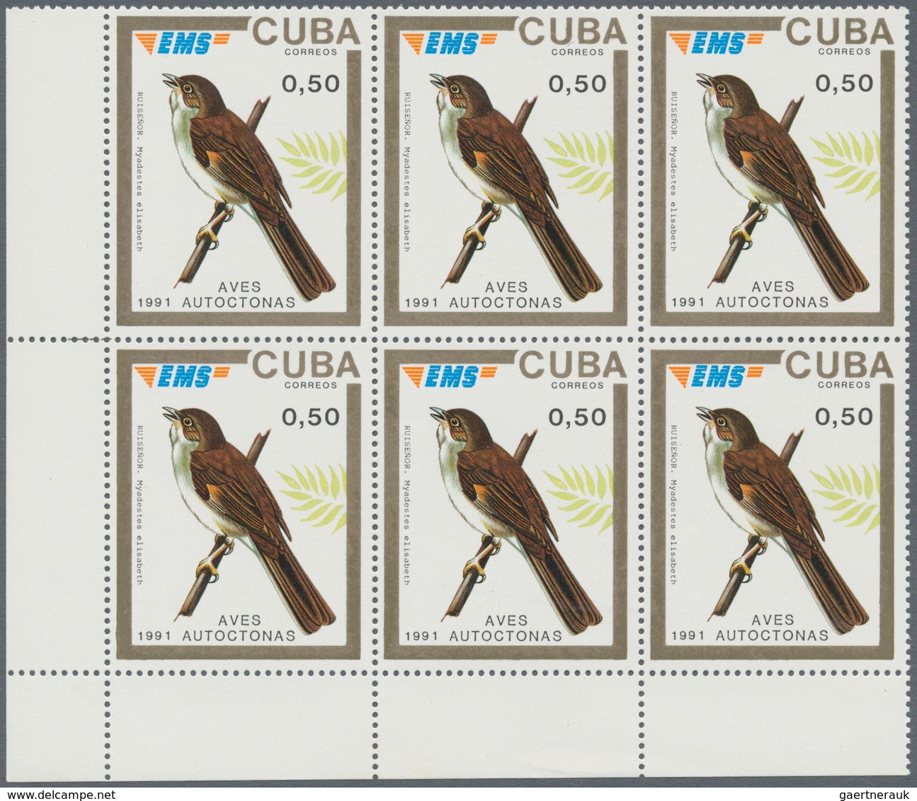 Thematik: Tiere-Vögel / animals-birds: 1991, CUBA: complete EMS stamp set of seven 0.45p. to 16.45p.