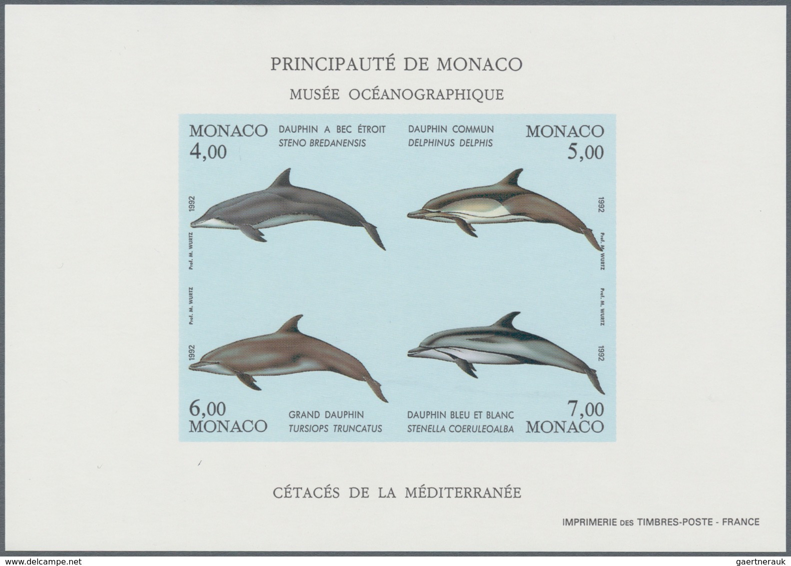 Thematik: Tiere-Meeressäuger (u.a. Wale) / Animals-aquatic Mammals: 1992/1994, MONACO: Whales And Do - Autres & Non Classés