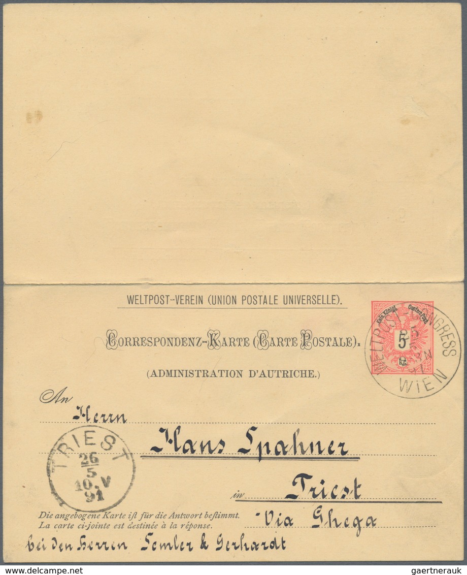 Thematik: UPU / United Postal Union: 1891, Austria, 5 Kr / 5 Kr Rose/black Eagle Postal Stationery R - U.P.U.