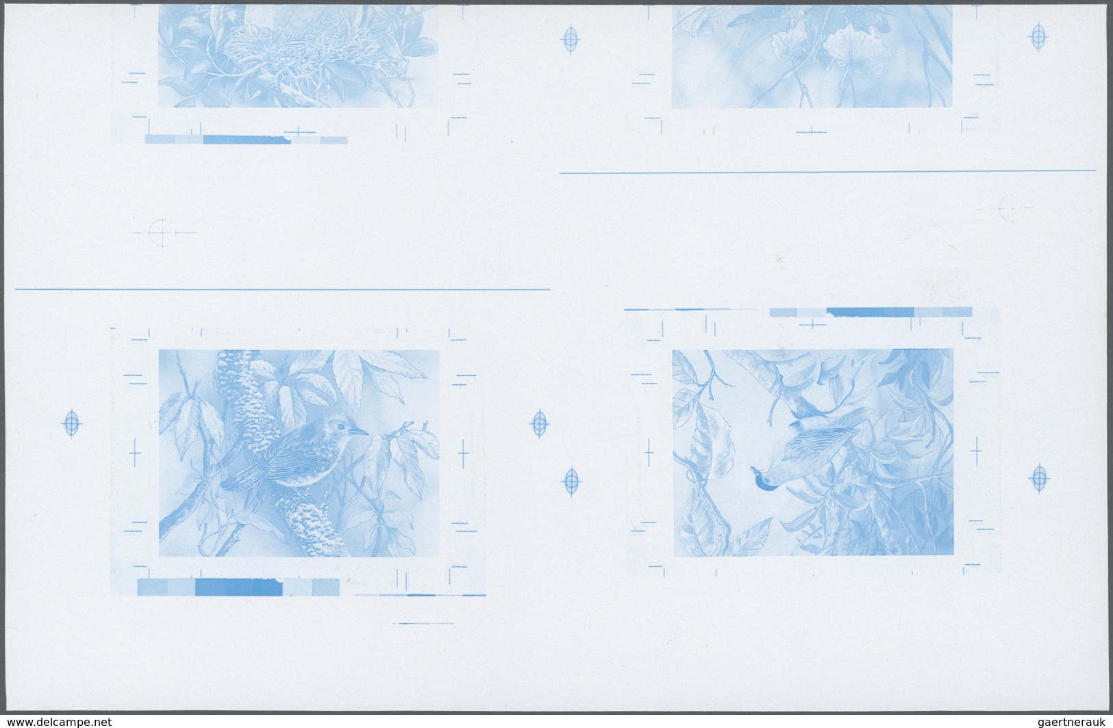 Thematik: WWF: 1989, Birds - 2 Items; Collective Single Die Proofs For The Souvenir Sheets In Blue A - Autres & Non Classés