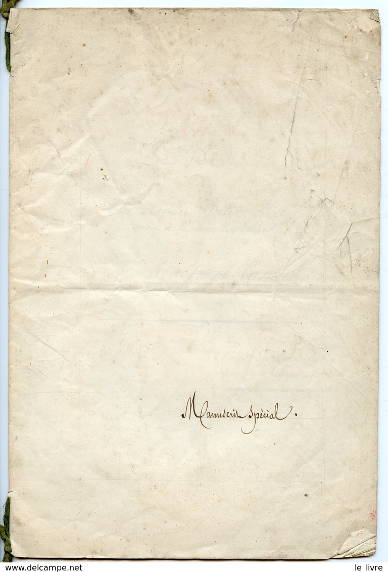 MANUSCRIT "ODE SUR AMEDEE FELIX M*** MORT A LA NOUVELLE-ORLEANS" A JOSEPH LASNIER PAR JULES SIMON 20 DECEMBRE 1844 - Manoscritti