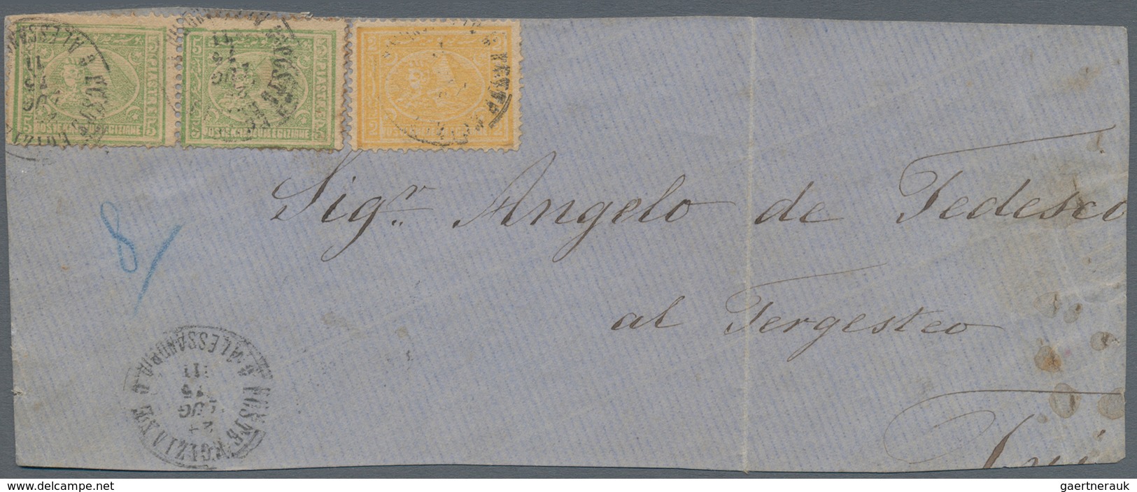 Ägypten: 1872 Third Issue (1st Printing) 5pi. Yellow-green Horizontal Pair, PERFORATED 13⅓, Along Wi - Autres & Non Classés