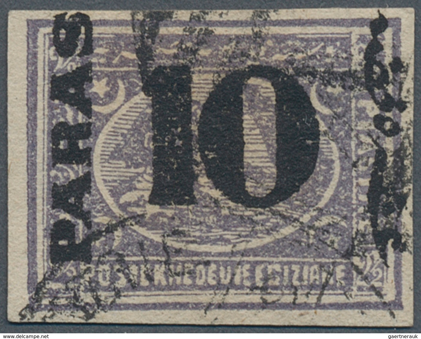 Ägypten: 1879 Provisional 10pa. On 2½pi. Violet, Variety "IMPERFORATED", Used With Part Strikes Of " - Autres & Non Classés