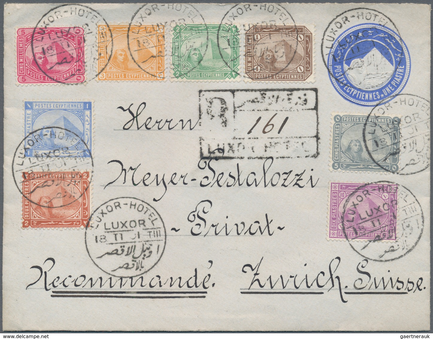 Ägypten: 1881-1909, 8 Different Stamps Of The De La Rue Issues Including The 5 Piastres Pale Grey An - Autres & Non Classés