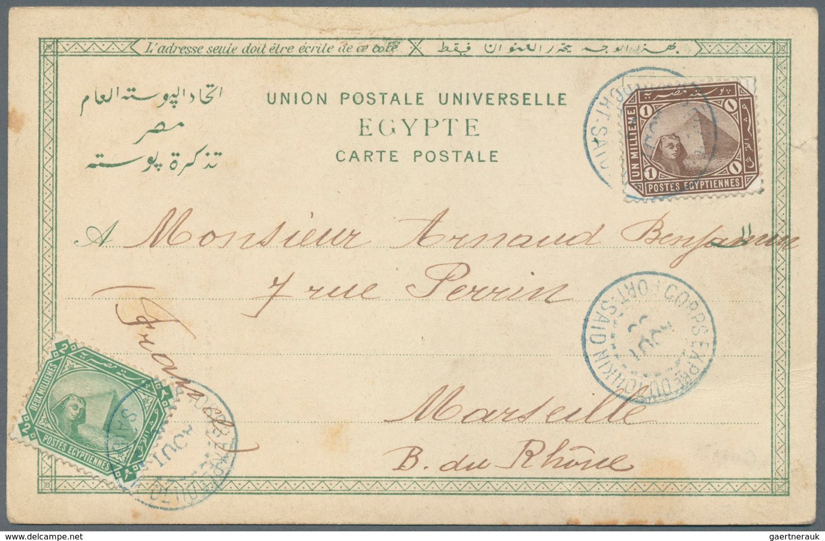 Ägypten: 1904, Picture Postcard (Remouleur Arabe) To Marseille Franked By 1902 1m. Brown And 2m. Gre - Sonstige & Ohne Zuordnung