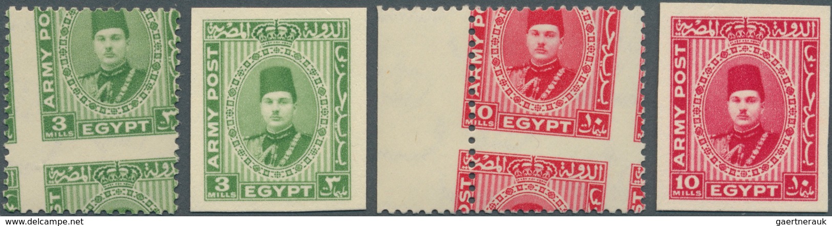 Ägypten - Militärpostmarken: 1939 British Forces King Farouk 3m. And 10m. Both Royal Misperforated, - Sonstige & Ohne Zuordnung