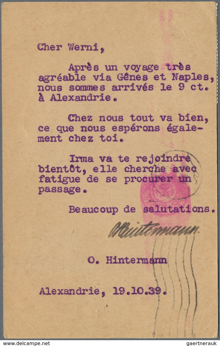 Ägypten - Ganzsachen: 1939, Stationry Card 13 M. Uprated 5 M., 10 M. (2), Airmail 20 M. Tied "ALEXAN - Autres & Non Classés