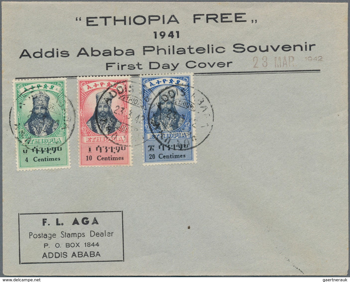 Äthiopien: 1942, 4 C - 20 C "Haile Selassie I." Definitive Set On FDC From ADDIS ABABA, 23.3.42, Tog - Ethiopie