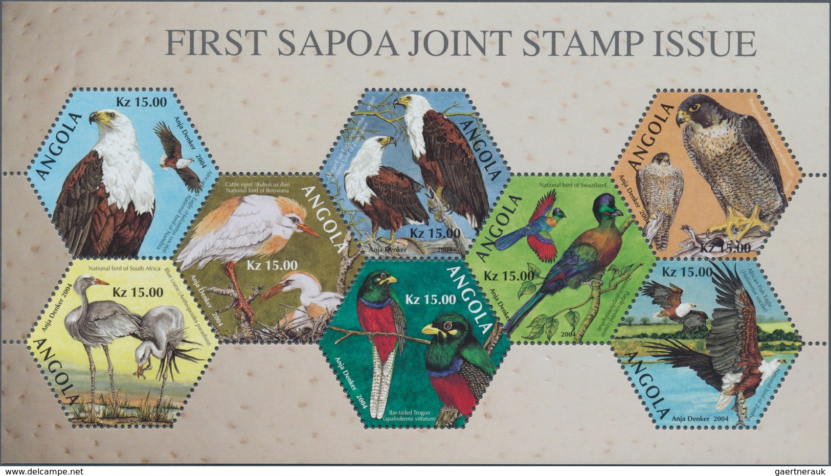 Angola: 2004 "Birds", UNISSUED Miniature Sheet Of This SAPOA Omnibus Issue, Mint Never Hinged, Fresh - Angola