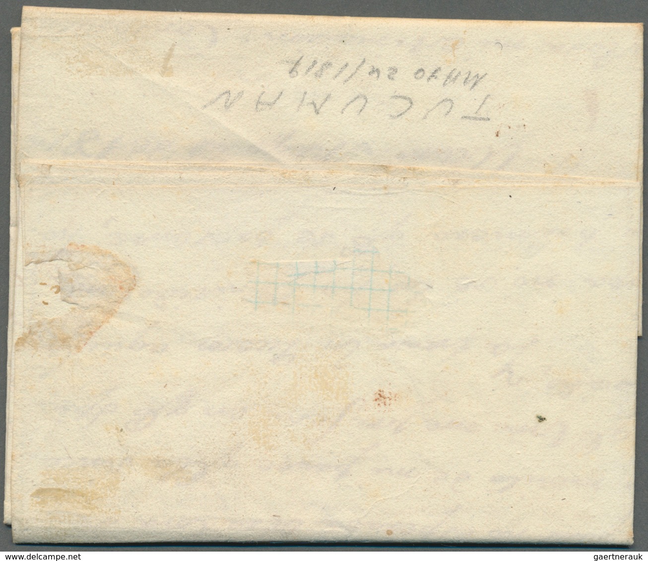 Argentinien - Vorphilatelie: 1819 Entire Letter Sent From Tucuman To Buenos Aires With Red Single-li - Vorphilatelie