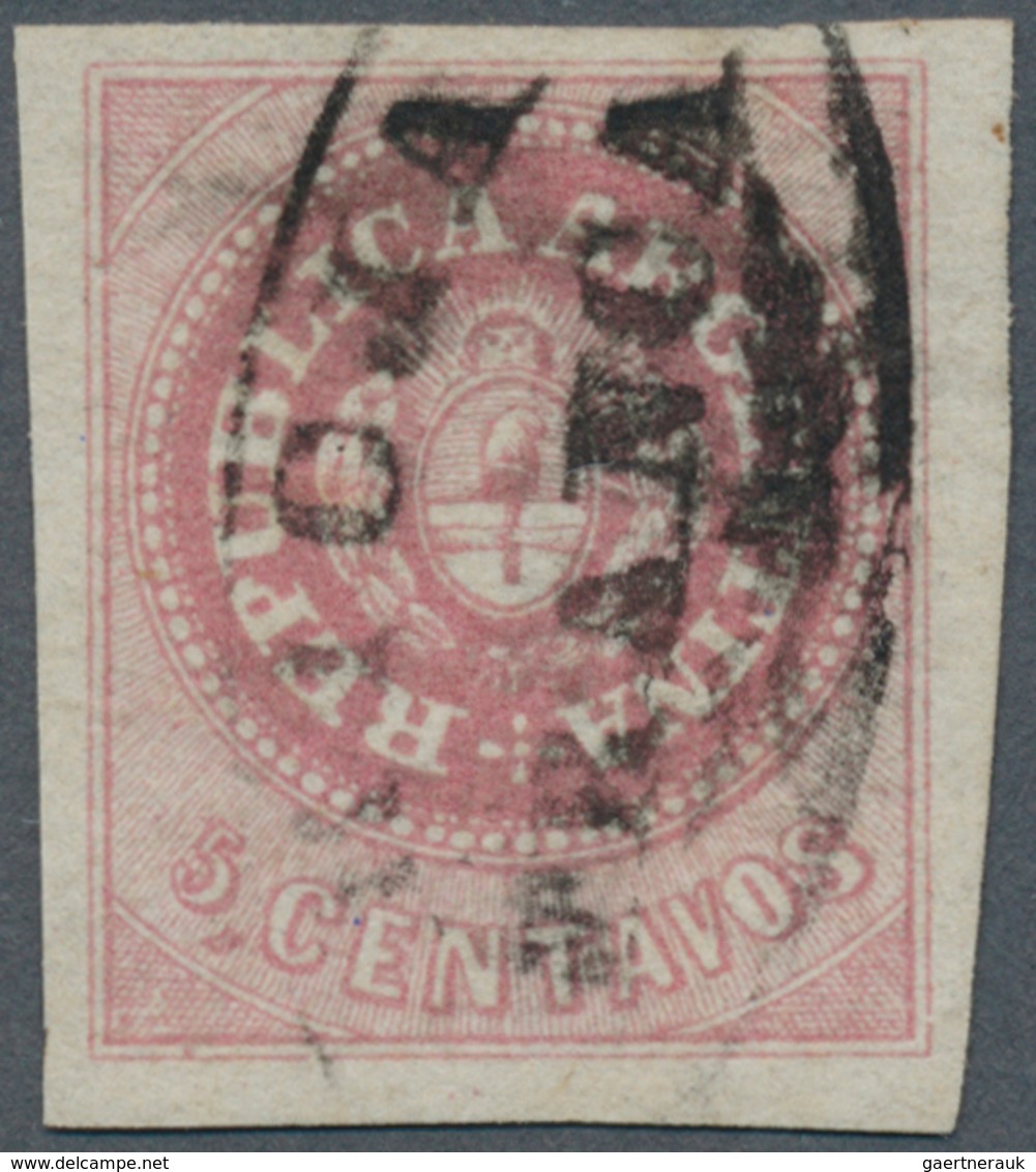 Argentinien: 1862 5c. Dull Rose, No Accent, Used And Cancelled By Oval Colonial Handstamp "RIOJA/FRA - Autres & Non Classés