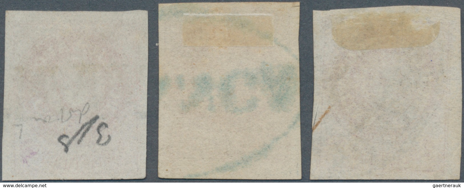 Argentinien: 1862 Three Used Singles Of 5c. Rose, No Accent, With Different Cancellations, One With - Autres & Non Classés