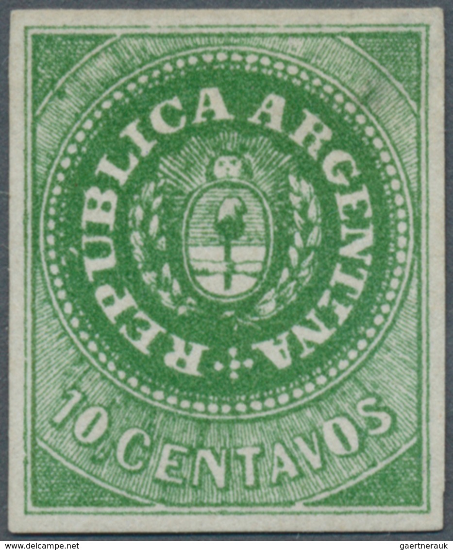 Argentinien: 1862 10c. Dark Green, With Accent, Unused Without Gum, Fresh Colour, Wide Margins All R - Sonstige & Ohne Zuordnung