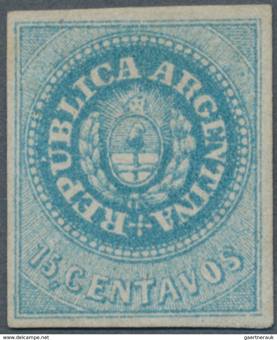 Argentinien: 1862 15c. Blue, With Accent, Unused Without Gum, Fresh Colour, Even Wide Margins All Ro - Autres & Non Classés