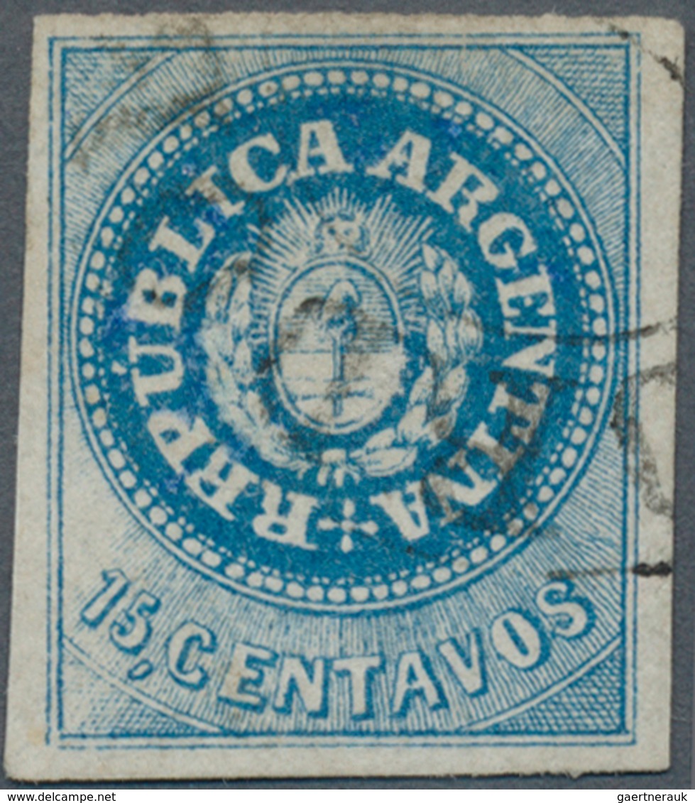 Argentinien: 1862 15c. Deep Blue, With Accent, Intermediate Impression, Used And Cancelled By Large - Autres & Non Classés
