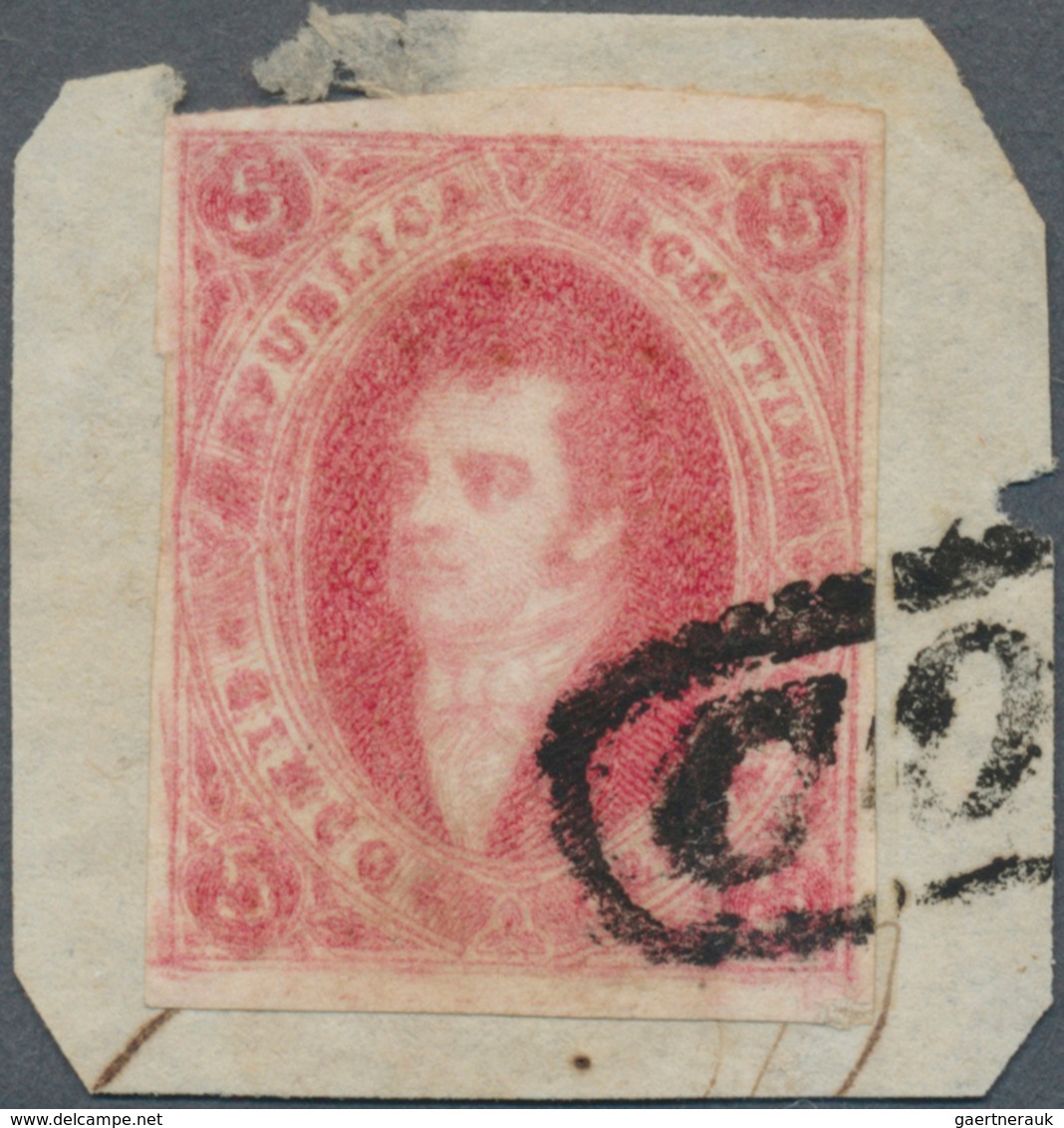 Argentinien: 1867 Rivadavia 5c. Rose-carmine, Blurred Impression From 7th Printing W/o Watermark, Im - Autres & Non Classés