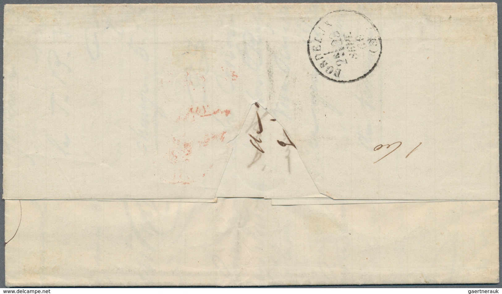 Argentinien: 1868, Stampless Entire Folded Letter With Blue Steamer Marking S. L. "SAVOIE" And Red F - Sonstige & Ohne Zuordnung