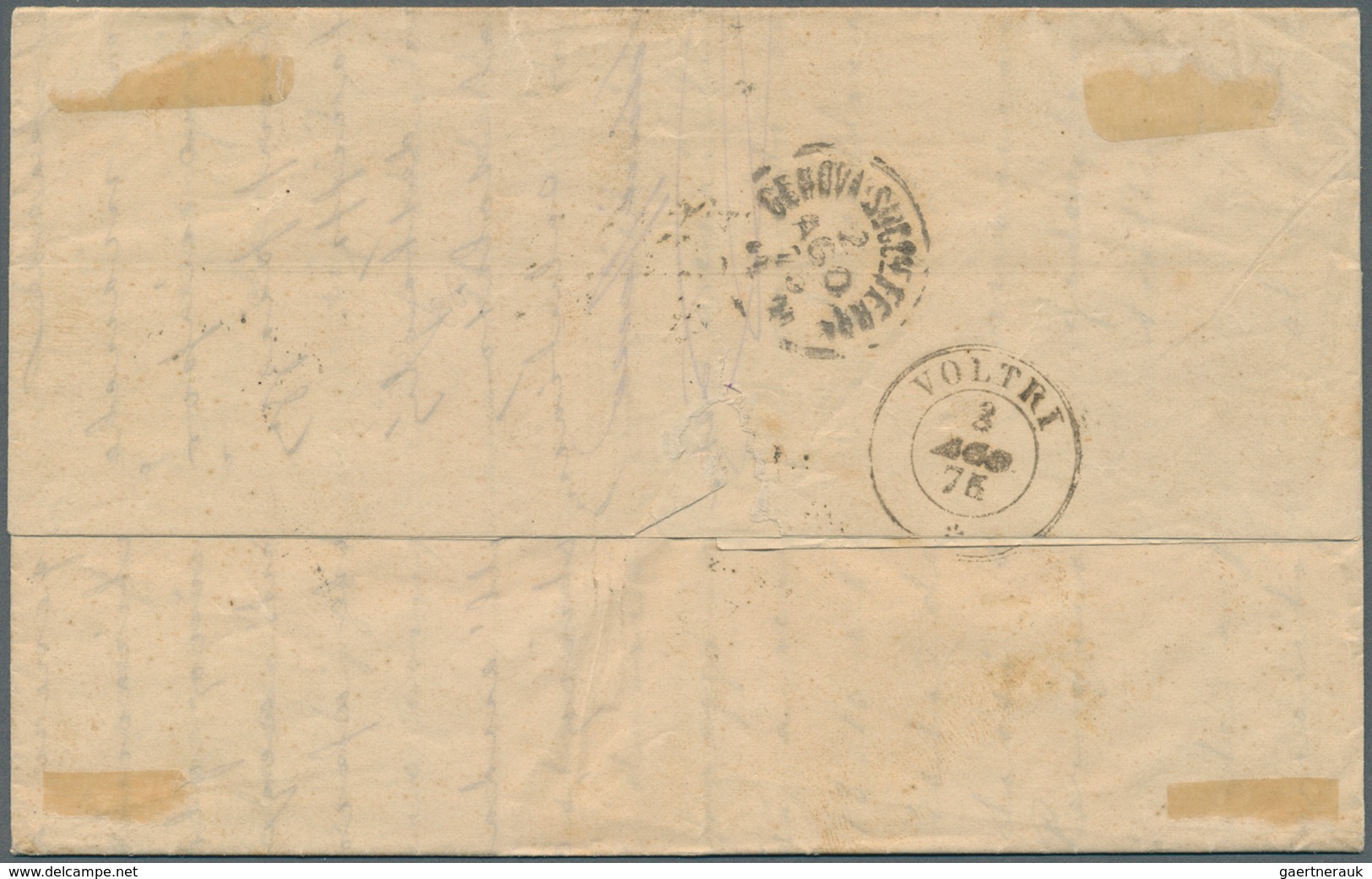 Argentinien: 1875 Entire Letter From Buenos Aires To Voltri, Italy Per Steamer "Europa" And Via Geno - Autres & Non Classés