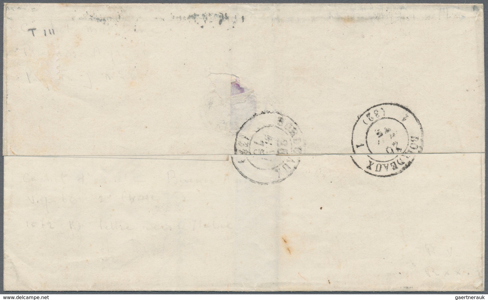 Argentinien: 1875, 5 C. Pair Tied "BUENOS AYRES ABR 27 1875" To Folded Envelope Endorsed "p. Gironde - Autres & Non Classés