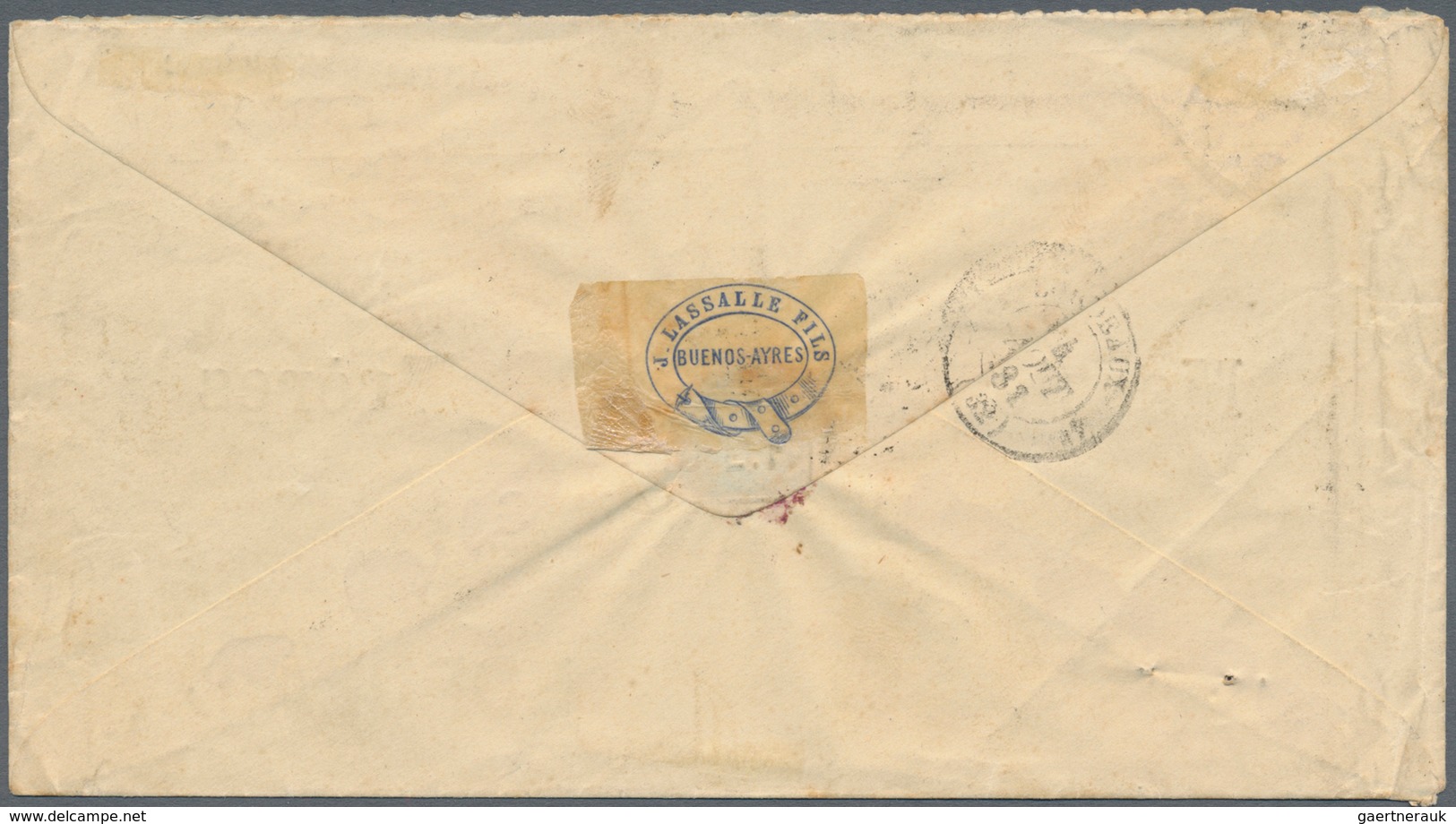 Argentinien: 1881 Printed Commercial Envelope Used From Buenos Aires To Bordeaux, France By S/s "Ore - Autres & Non Classés