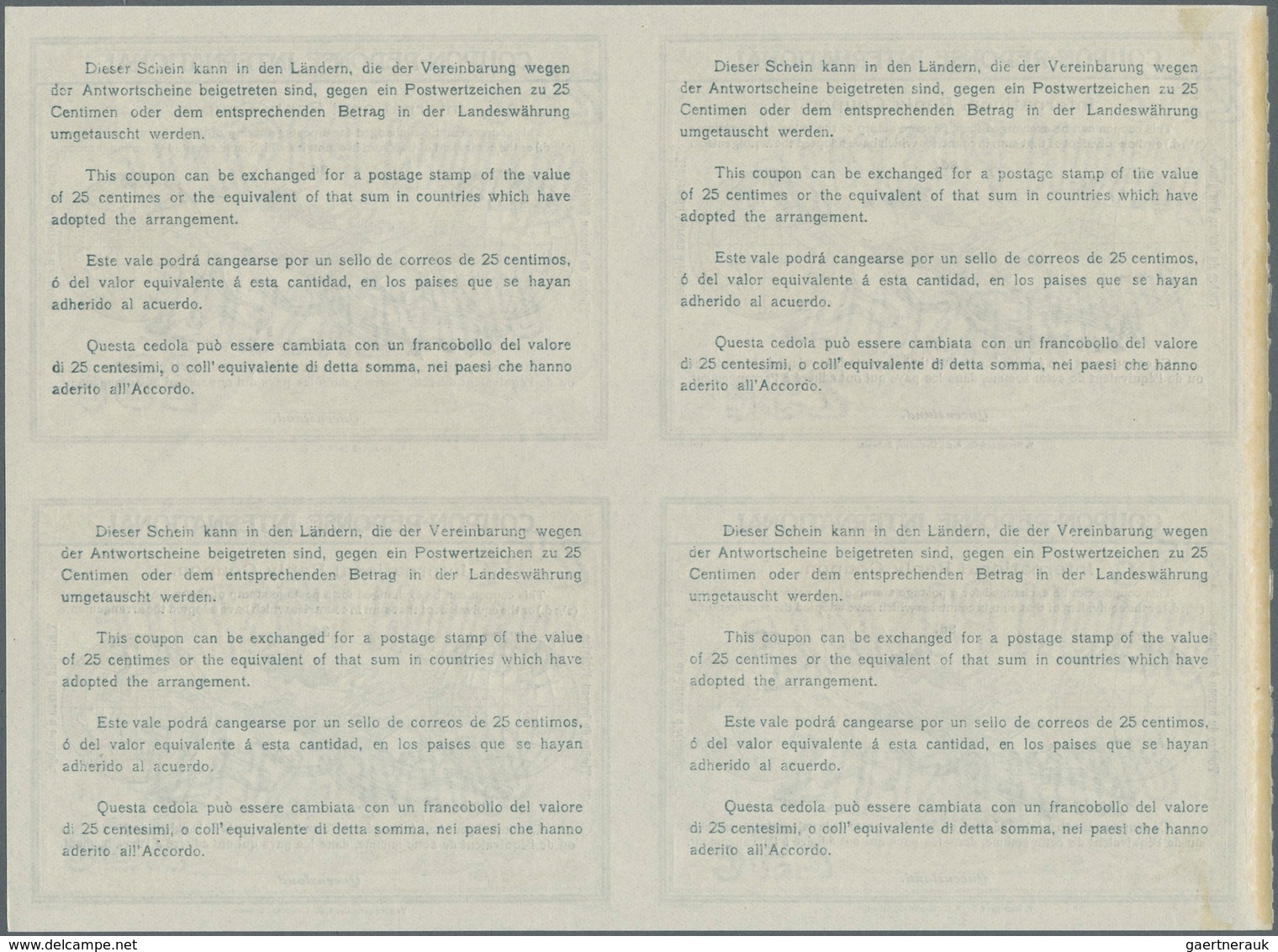 Queensland: Design 1906 International Reply Coupon As Block Of Four 3 D Queensland. This Block Of In - Lettres & Documents