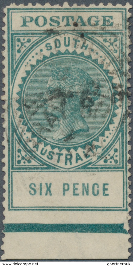 Südaustralien: 1904 6d. Blue-green, Bottom Marginal Single IMPERFORATED BETWEEN Stamp And Sheet Marg - Lettres & Documents