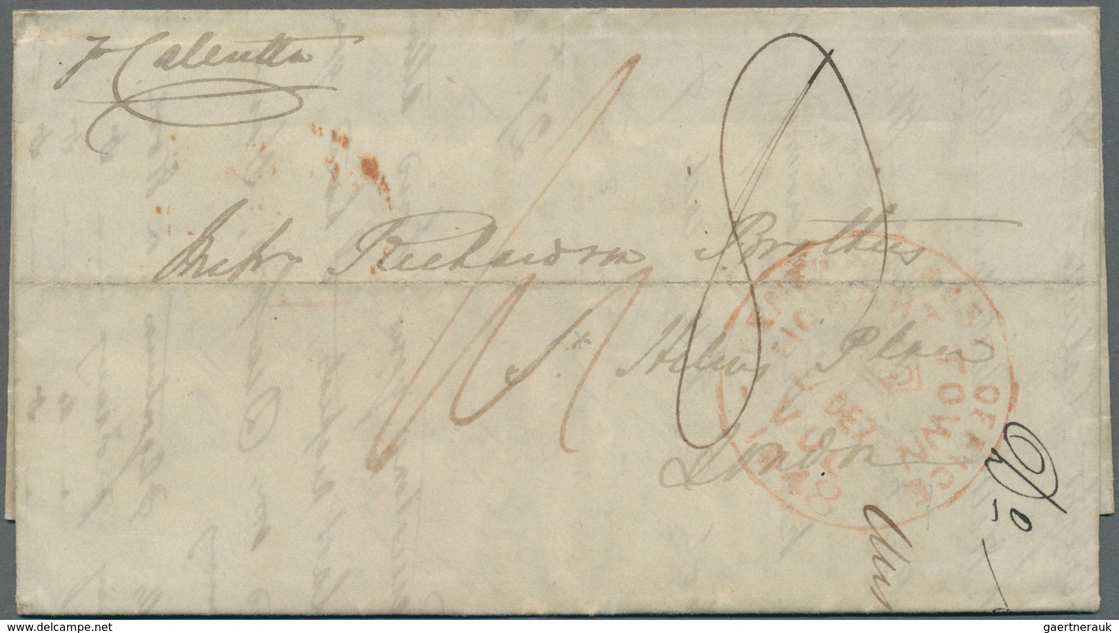 Tasmanien: 1848, Folded Letter Bearing Large "GENERAL POST OFFICE HOBART TOWN 1848" And "LONDON RECE - Lettres & Documents