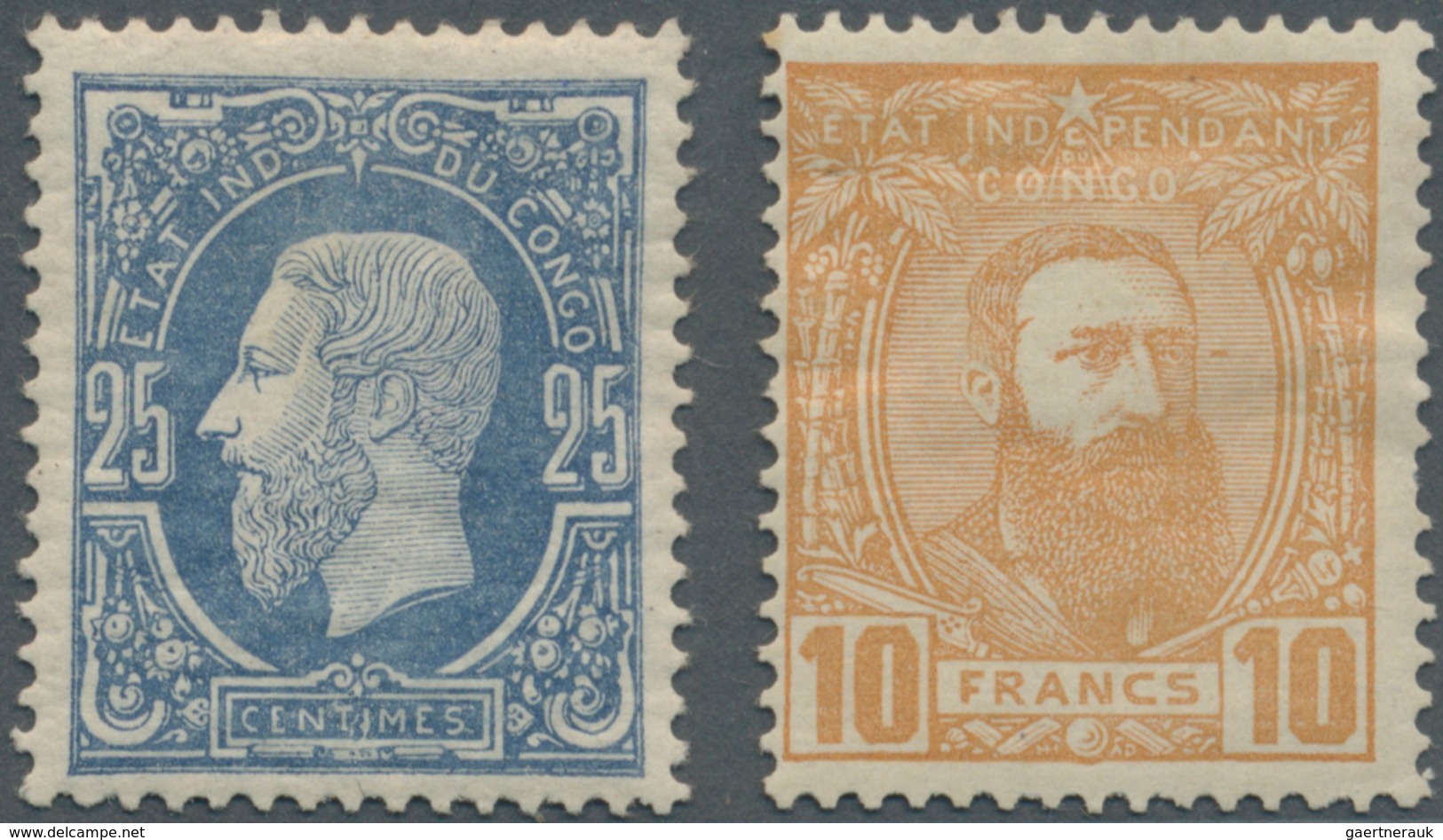 Belgisch-Kongo - Kongo-Staat: 1886/1891, 25 C Blue And 10 Fr Brown-orange (one Short Perf.), Each Mi - Gebraucht